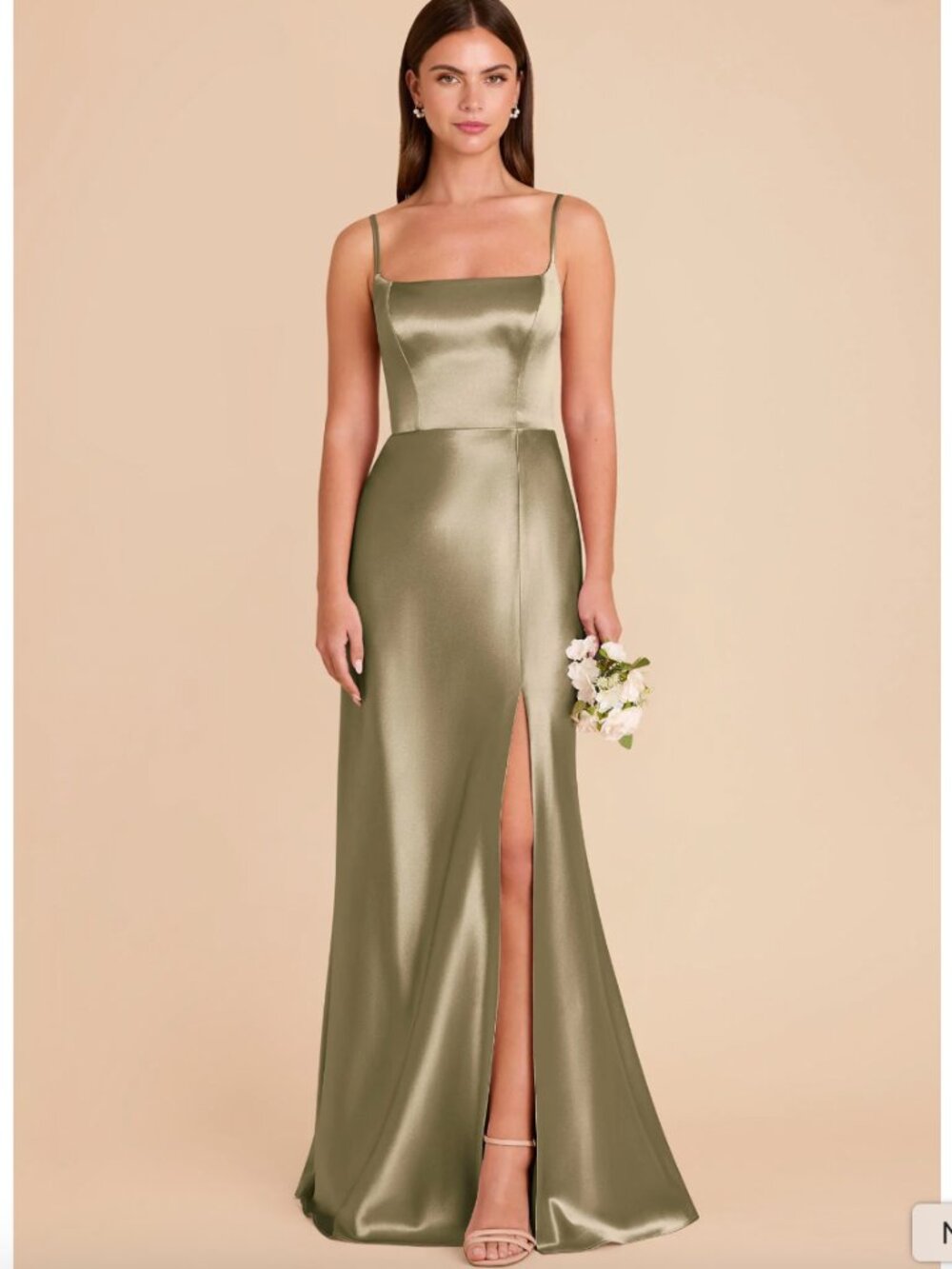 Birdy Grey Mai Shiny Satin Dress - Moss Green